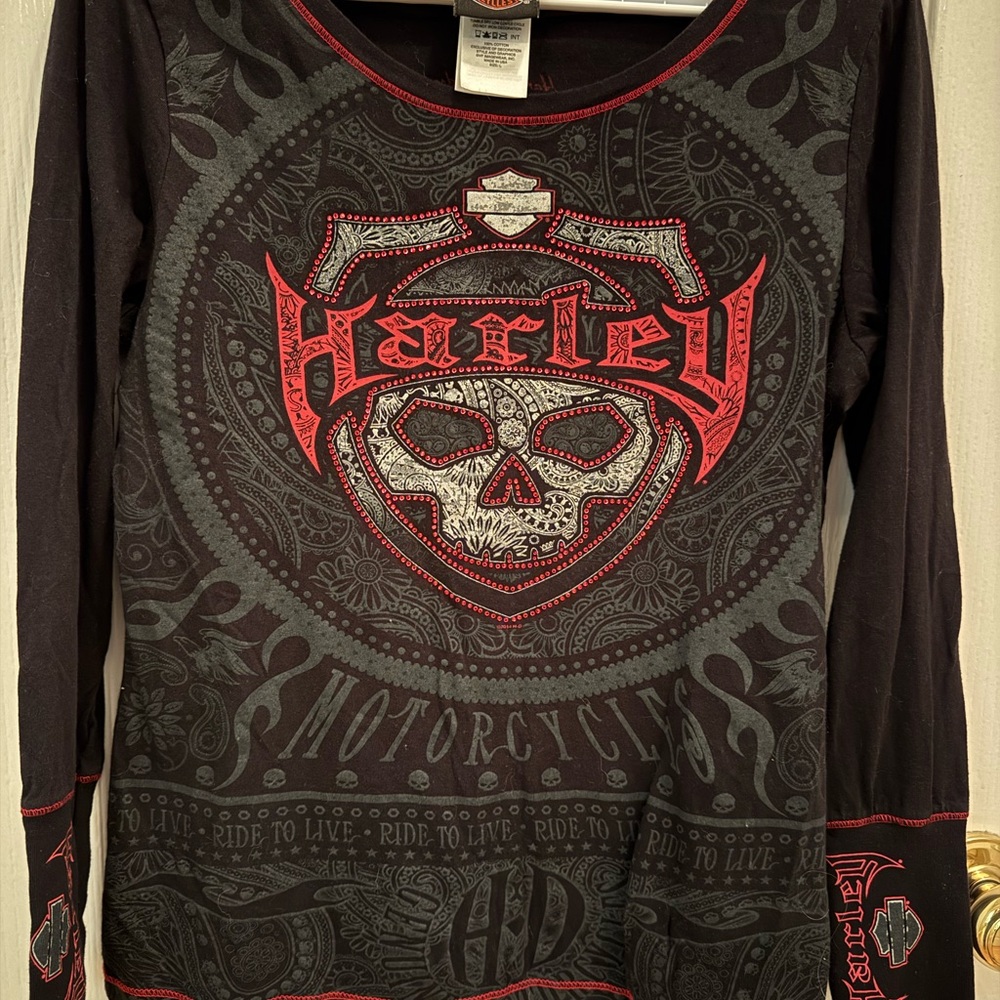 Harley-Davidson Skull Graphic Long Sleeve Tee USA Grand Cayman
